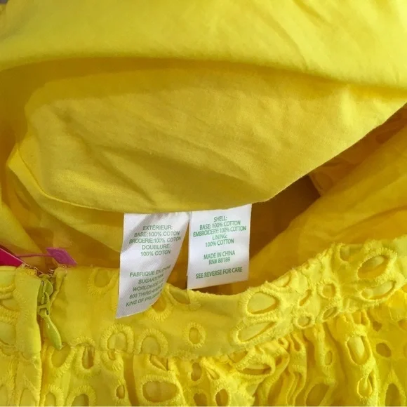 Lilly Pulitzer Leah bubble mini skirt eyelet embroidered yellow size 10 90s Y2k - Picture 6 of 9